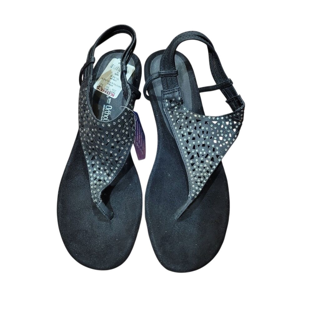 Croft & Barrow Skyway Black Rhinestone Wedge Sandals Women’s Size 10 NWT